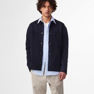 💙🔹️NN07 🔹️Men's Navy Blue JonasBoiled Merino Wool Overshirt Sweater